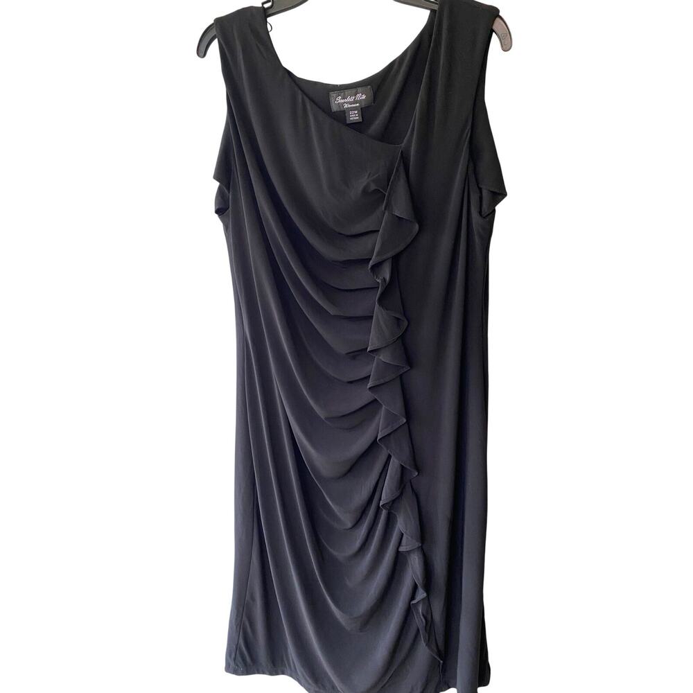 Scarlett Nite Womens Plus Size Black Dress Ruffled Front Sleeveless 22W - Picture 2 of 6